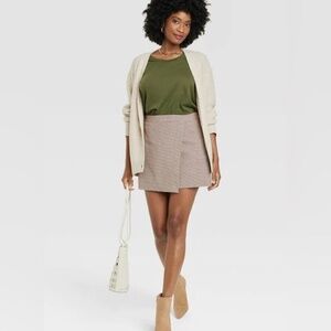 A New Day NWT plaid Faux Wrap A Line‎ Mini Skirt Size 16